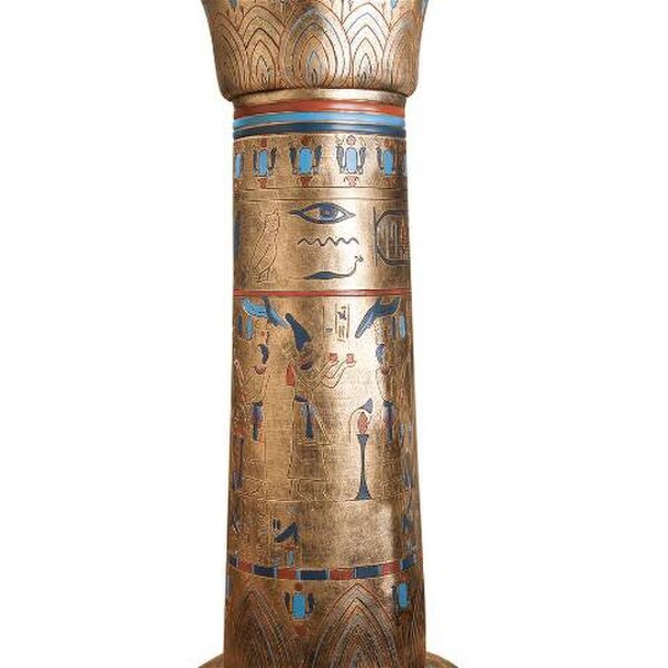 Golden Pedestal colorful hieroglyphic Egyptian Kings Sculptural Column